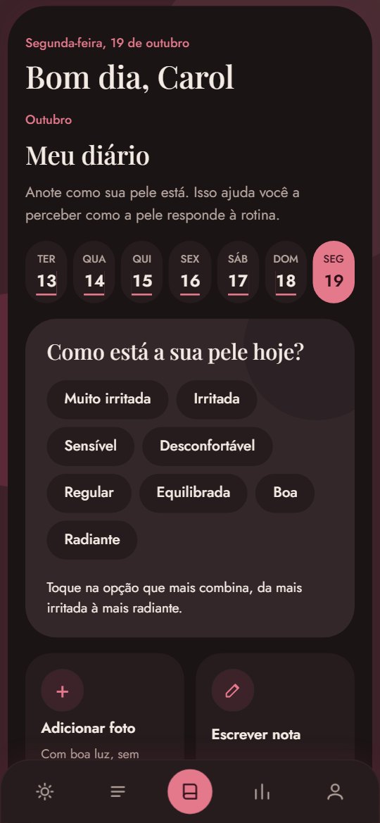 Tela do diário do SkinApp, onde a cliente anota como está a pele